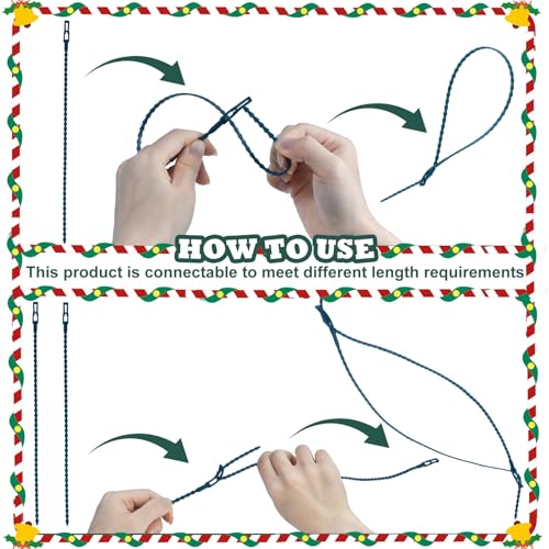 Jeyeou 50pcs Christmas Garland Ties 40cm Nylon Adjustable Wreath Hanger