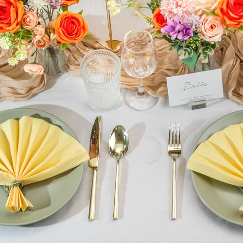 Champagne Gold 45-Piece Flatware Set for 8 - Forged Stainless Steel Modern Tableware