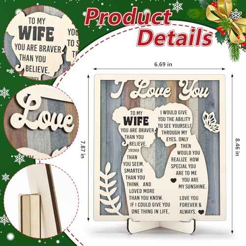 Gifts for Wife Birthday, Anniversary Romantic Gifts for Wife Her, Mothers Day Christmas Gifts for Wife Wood Signs Plaque Gifts