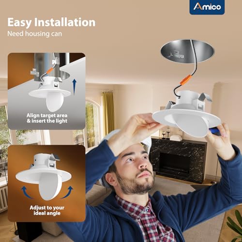 6 Inch Adjustable Gimbal Recessed LED Can Lights - 5CCT Dimmable, 6 Pack