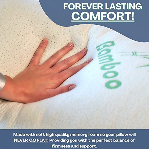 DreamField Linen King Size Set of 2 Memory Foam Bamboo Pillows - Adjustable & Breathable Support