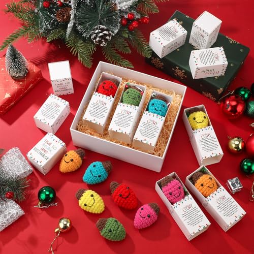 Soulchen 12 Set Christmas Teacher Gifts Crochet Light Bulb Dolls with Boxes