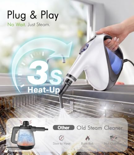 ADICOM White Handheld Steam Cleaner - 3-Second Instant Heat-Up for Home Use