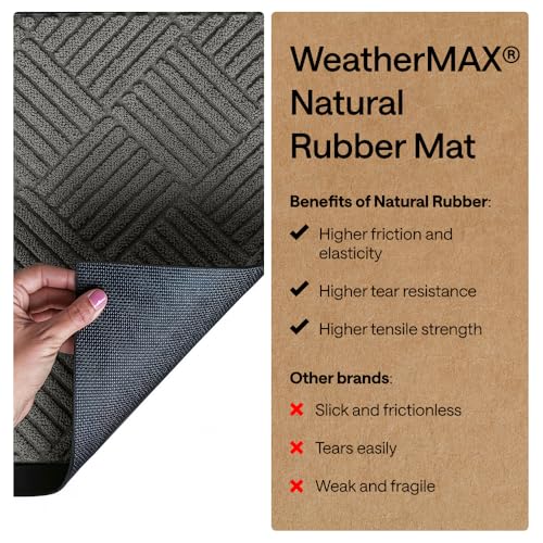 GORILLA GRIP WeatherMAX Indoor/Outdoor Door Mat 35x23 Gray Diamond