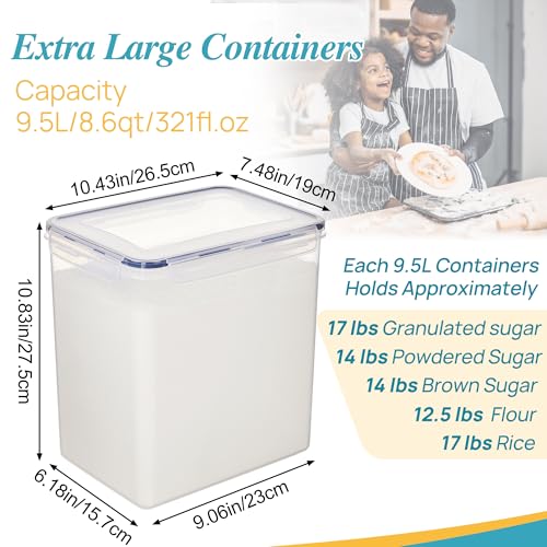 Black 9.5L Food Storage Container Set for Flour & Sugar - Leakproof BPA-Free Kitchen Organizer