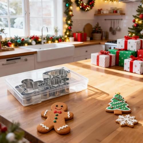Stainless Steel Christmas Cookie Cutters Set with Box – 9 Pieces (Tree, Gingerbread, Snowflake)