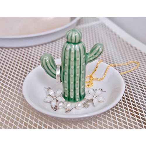 PUDDING CABIN Cactus Ring Holder Dish, Decorative Cactus Decor, Birthday & Christmas Gifts for Women & Girls