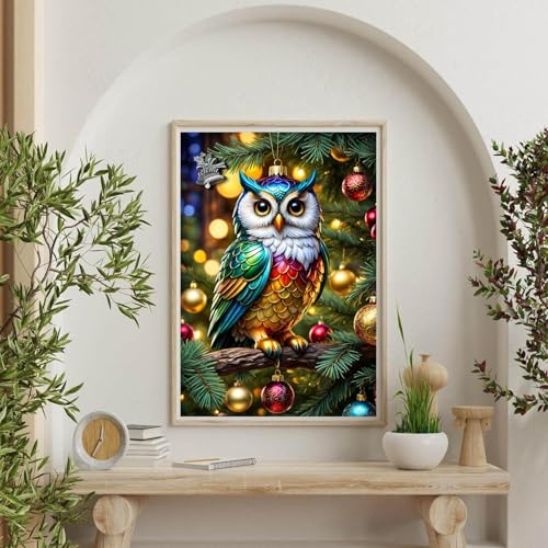 WPYTNM Christmas Owl Diamond Art Kit – 12x16 inch, Yellow