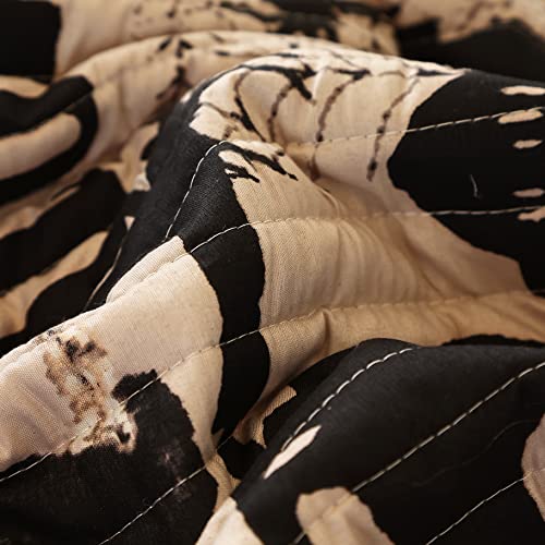 Cmfshape Halloween King Size Bedspread Set - Black Quilt with Pumpkin Ghosts, 4-Piece Bedding with Pillows