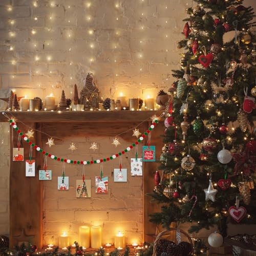 Amyhill 2 Pcs Christmas Hanging Photo Display with Clips, 9.8 ft