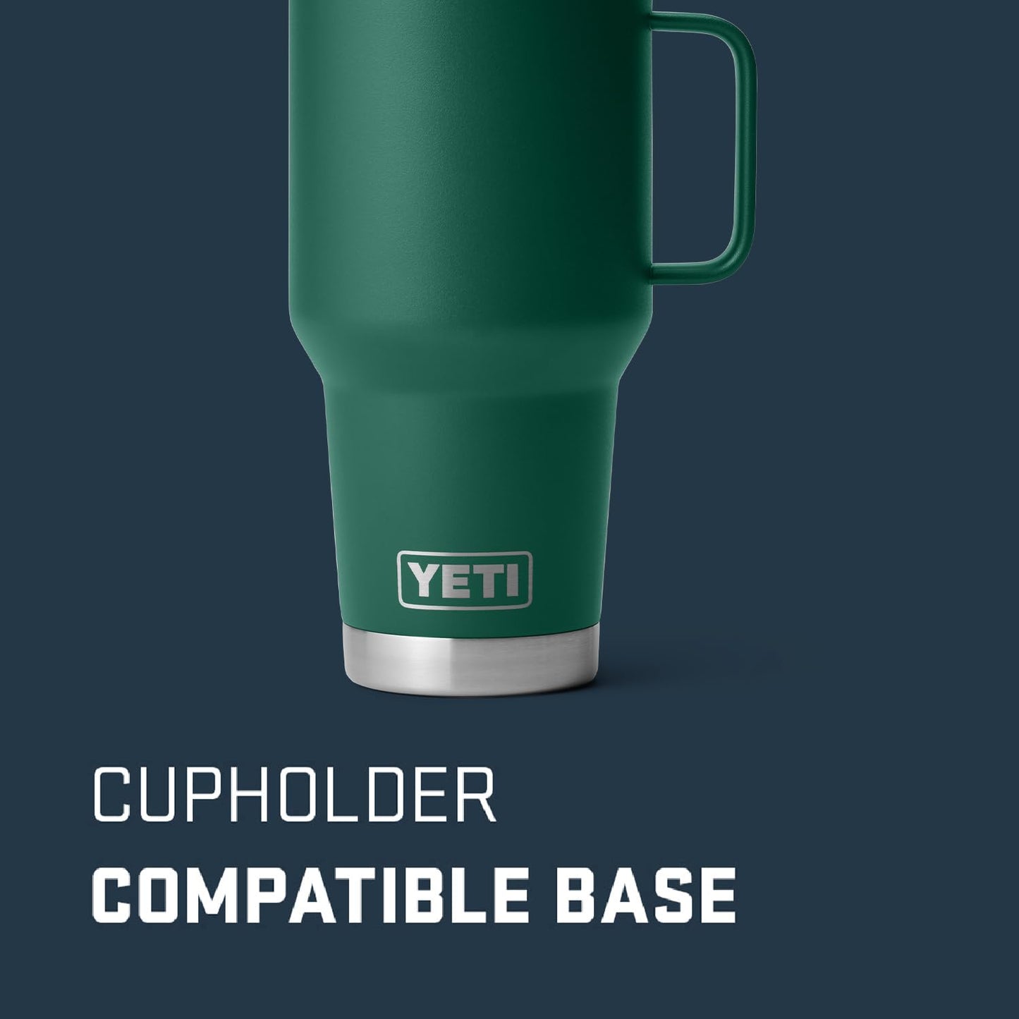 YETI Rambler 30 oz Travel Mug, Stainless Steel, Vacuum Insulated with Stronghold Lid, Black Forest Green