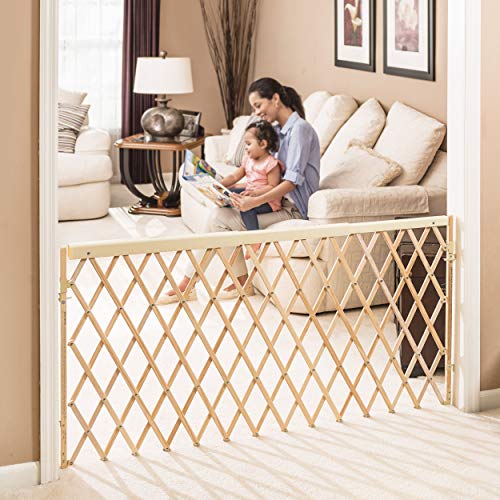 Evenflo Expansion Walk-Thru Baby Gate Natural Wood - Extra Wide Safety Barrier