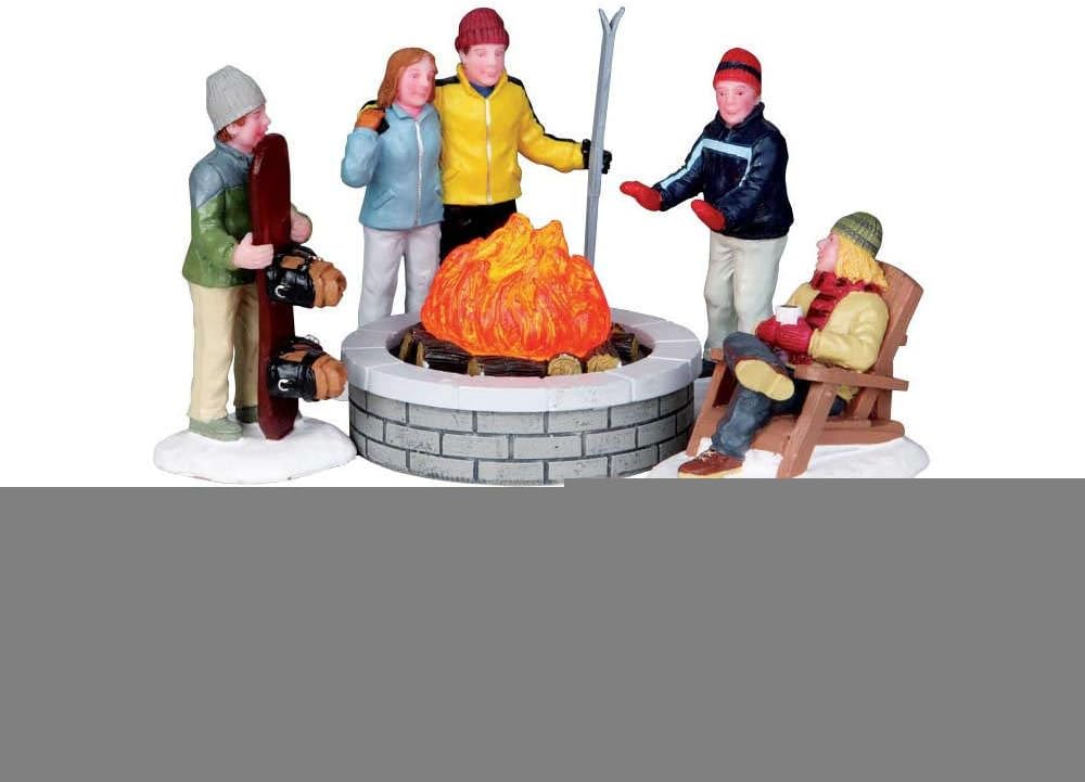 Lemax Fire Pit - Set of 5 Battery Operated Decor | 4.5V Outdoor Lighting
