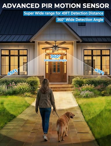 Lotsky 42-inch Outdoor Motion Sensor Ceiling Fan with Light & Remote