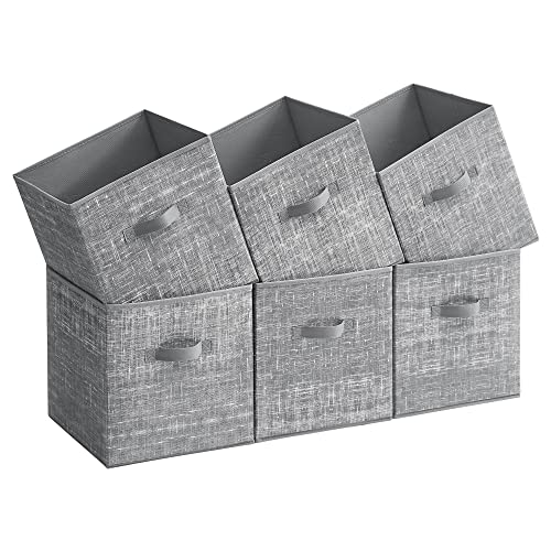 SONGMICS 13-Inch Gray Foldable Storage Cubes Set of 6 for Closet & Home Organization
