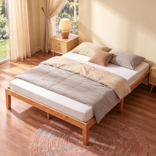 Sweetcrispy 12 Inch Full Bed Frame Honey Oak - 3.5