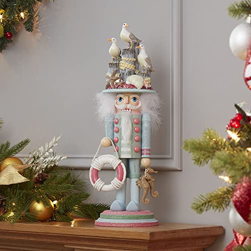 18-Inch Hollywood Seagull Coastal Nutcracker - Hand-Painted, Seaside Decor