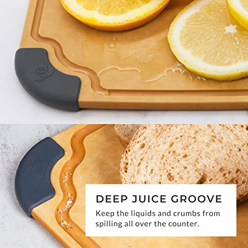 14-Inch Natural Wood Fiber Composite Cutting Board with Juice Grooves & Non-Slip Feet - Reversible, Dishwasher Safe