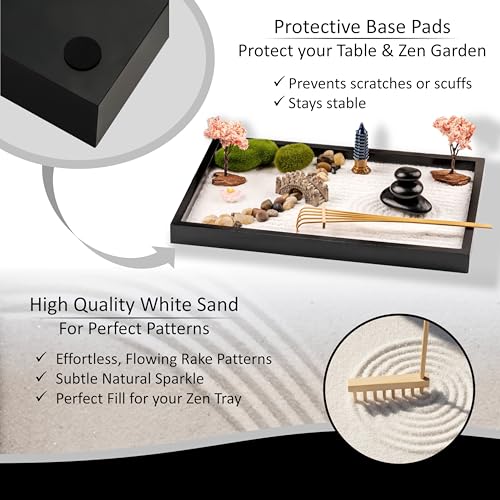 Mini Zen Garden Desk Decor Kit with Rakes, Rocks & Pagoda - 11x8in