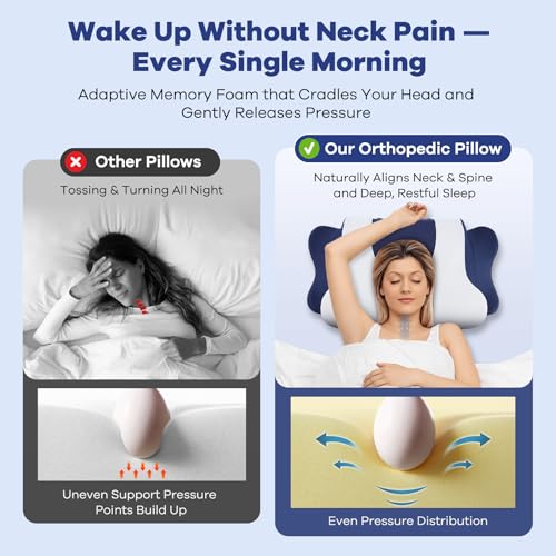 Ergonomic Cervical Pillow for Neck Pain - Memory Foam Contour Support