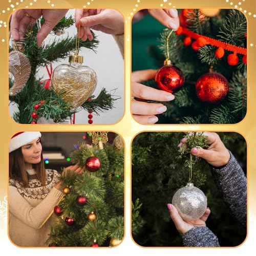 200 Pcs Gold Christmas Ornament Hanger String, Precut Metallic Ribbon for Christmas Tree Fastener Ornaments, Ornament String with Snap for Xmas Party Festivals