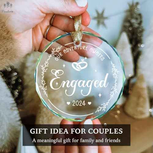Engagement Gifts for Couples, Our Adventure Awaits Ornament 2024, Newlywed Gifts for Couples, Happy Engagement Gift for Women, Bride, Friends, Just Engaged Presents, Glass Engage Ornament 2024