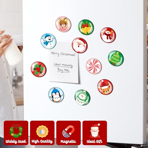 16Pcs Christmas Refrigerator Magnets, Colorful Xmas Glass Strong