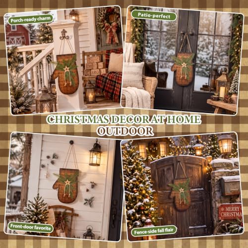 Novabright Christmas Wooden Mitten Door Decoration with Music Notes