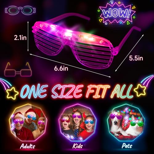 105 Pack Neon LED Light Up Glasses for Parties and Events - Glow in Dark Party Supplies