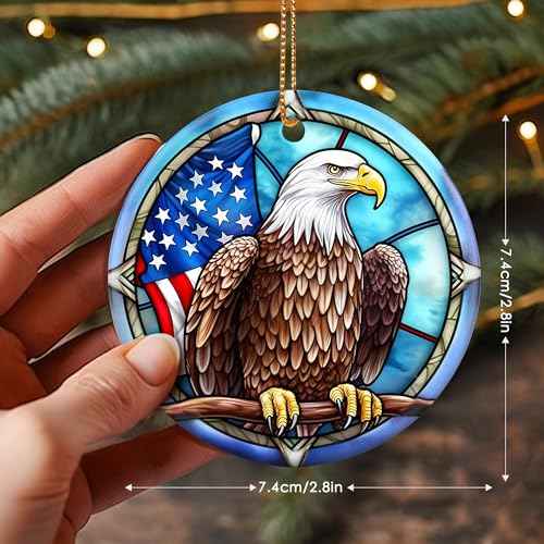 Bald Eagle Christmas Ornaments, Touber Christmas Hanging Ornament, Christmas Tree Ornaments, Holiday Decor, Gifts for Bald Eagle Lovers, Eagles Theme Gift - Pattern A