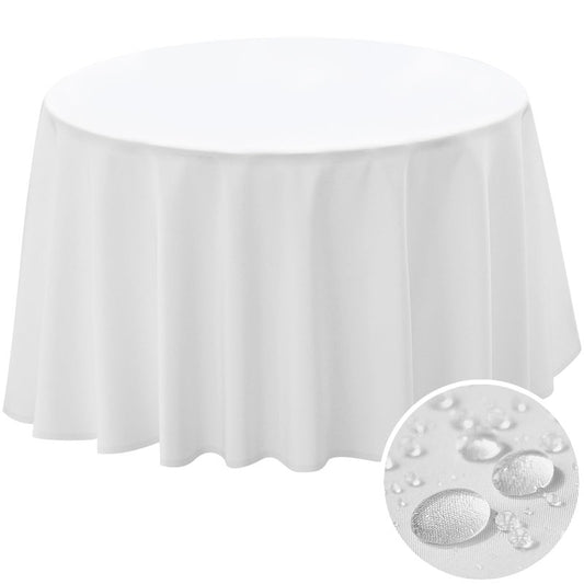 BYDOLL Table Cloth 60 Inch Round Tablecloth Fits Max50 Inch Diameter Table Top,White Polyester Washable Wrinkle-Free Spillproof Tablecloth for Party Patio Cover