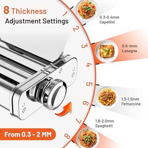 HOZODO 3-in-1 Pasta Attachment for KitchenAid Stand Mixer, Stainless