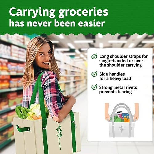 Gray Reusable Grocery Bags 3 Pack - Heavy Duty Eco-Friendly Tote for Shopping