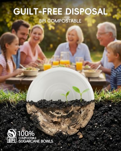 White 12oz Compostable Sugarcane Deep Bowls - 500 Pack