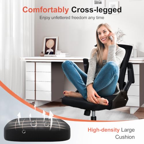 GTPLAYER Black Large Ergonomic Office Chair with Flip-up Armrests & Lumbar Support