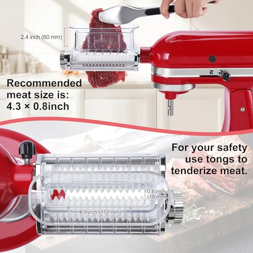 Meat Tenderizer Attachment for KitchenAid Stand Mixers - Transparent, 3 Adjustable Thickness