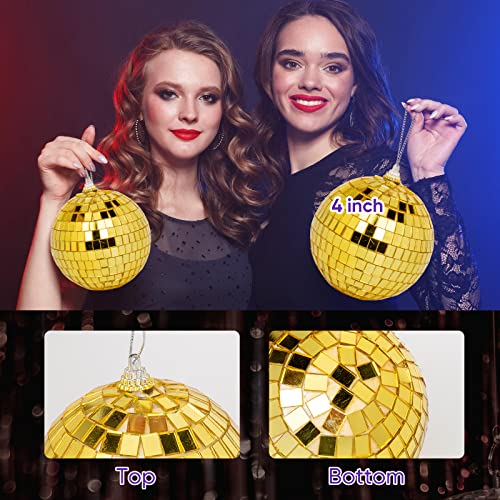 DJBoomy Gold Mini Disco Ball Decorations 32 Pack – 1.2"/2"/3"/4" Ornaments