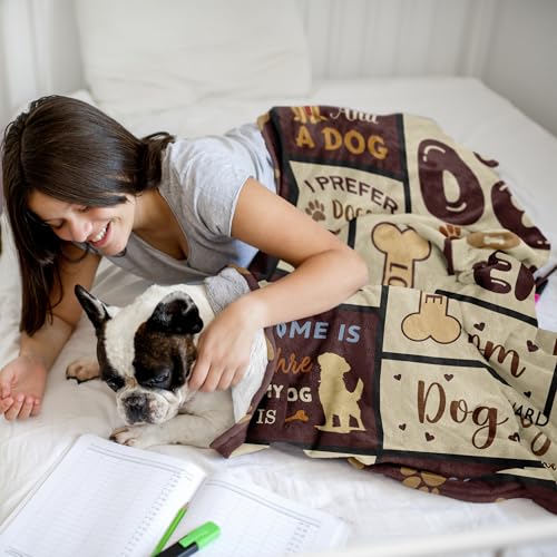 Dog Mom Gift Blanket for Women 60x50 Inches, Cute Dog Lover Throw - Henazin