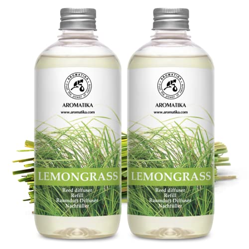 Lemongrass Diffuser Refill Set - 17 Fl Oz Pack of 2 for Aromatherapy & Home Fragrance