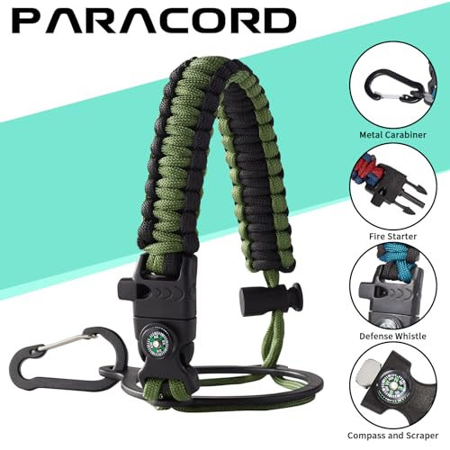 Army Green 64oz Insulated Water Bottle with Straw & Auto Spout, Paracord Handle