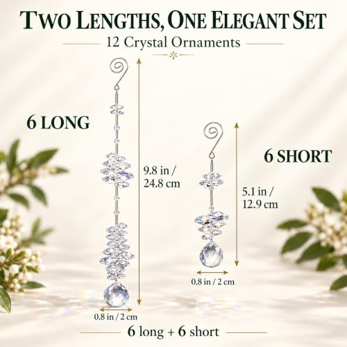 LOULIQIGIFT Clear Ball Crystal Christmas Tree Decorations 12 pcs Beaded Ornaments