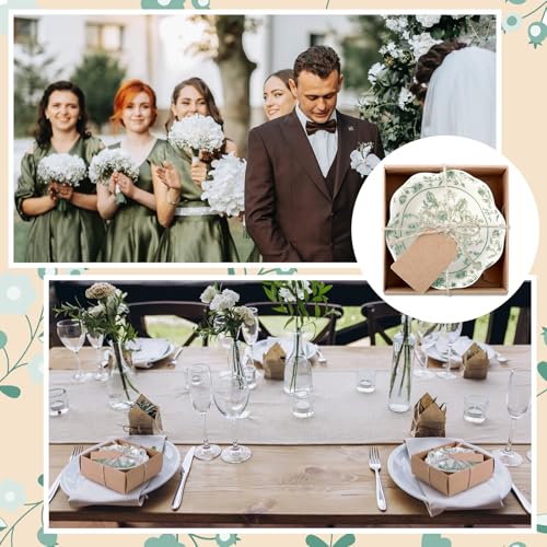 Sage Green Ceramic Wedding Favors - 24 Mini Flower Bowls for Guests
