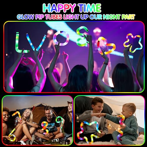JOYIN 9 Pack Halloween Glow Sticks Party Favors for Kids, Light Up Pop Tubes Glow Necklaces Bracelets Party Supplies for Toddlers Boys Girls Birthday Gifts, Christmas, Goodie bags