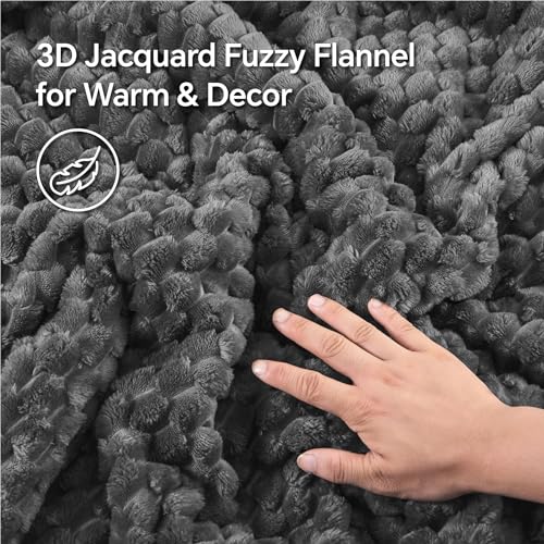 BEDELITE Fluffy Queen Comforter Set, Dark Grey Fleece Bed Set 3 Pieces