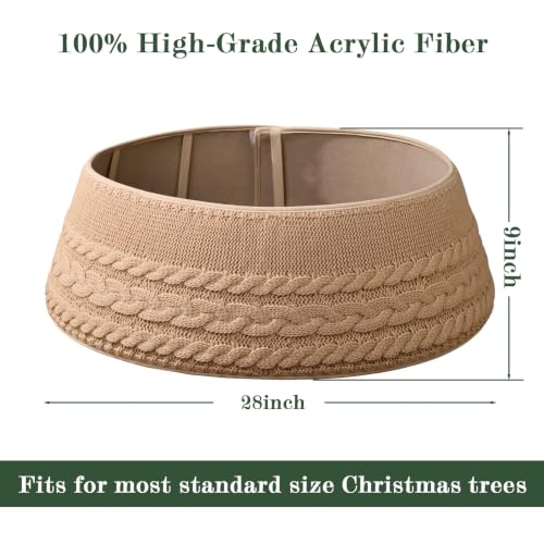 Knitted Christmas Tree Collar - Rustic Cable Knit Tree Skirt for Festive Decor