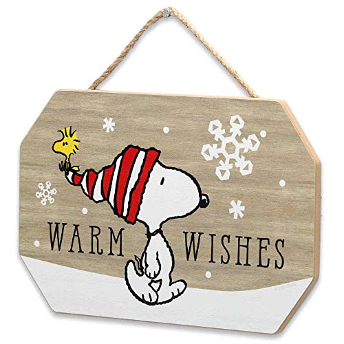 Peanuts Snoopy and Woodstock Warm Wishes Winter Hanging Wood Wall