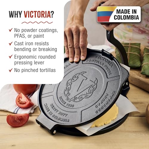 Victoria Cast Iron Tortilla Press. Maker, Flour press, Rotis Dough