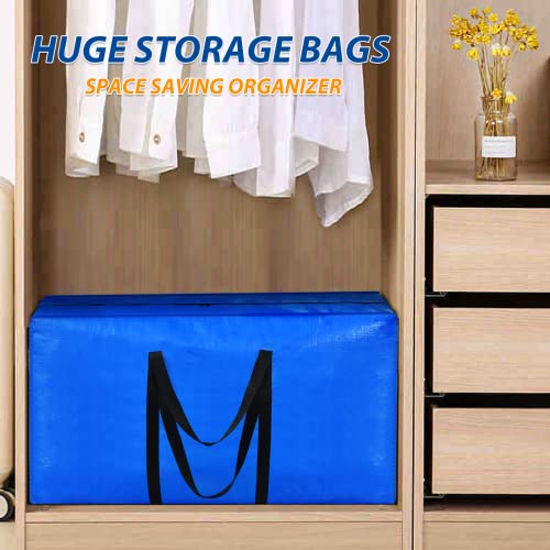 Blue 4 Pack Extra Large 57 Gallon Heavy Duty Moving Storage Bags - 42x23x13.5 Inches