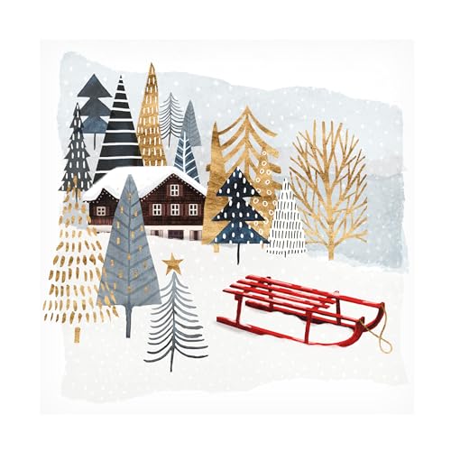 Victoria Borges Christmas Chalet II Wrapped Canvas Art 35x35 by Trademark Fine Art