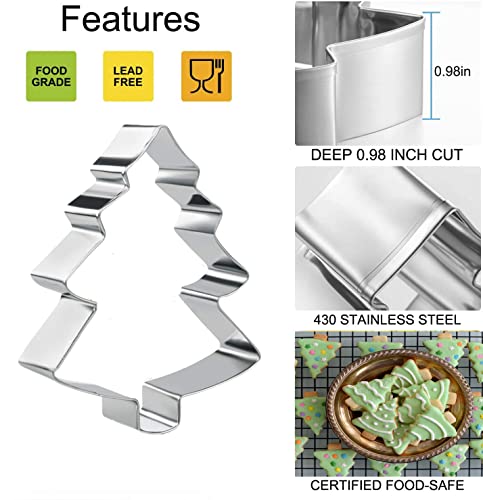 Christmas Tree Cookie Cutter Set (3 Pieces) with Recipe Booklet – Trees Variation – Stainless Steel
